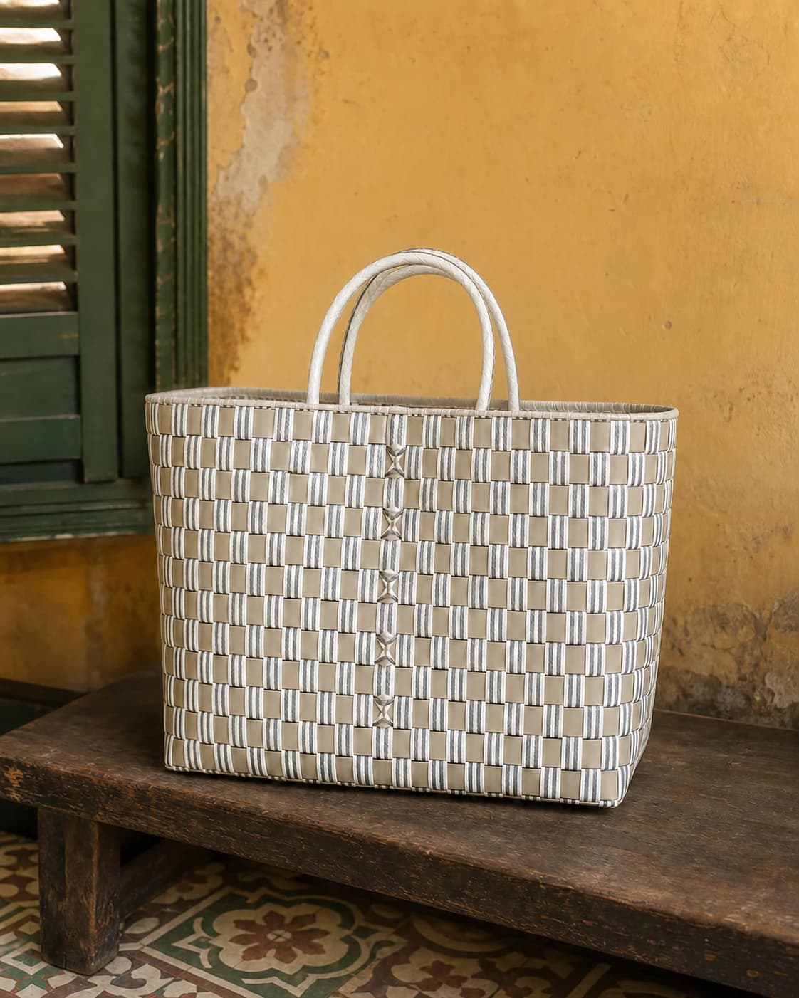 Ash & Beige Stripe Tote