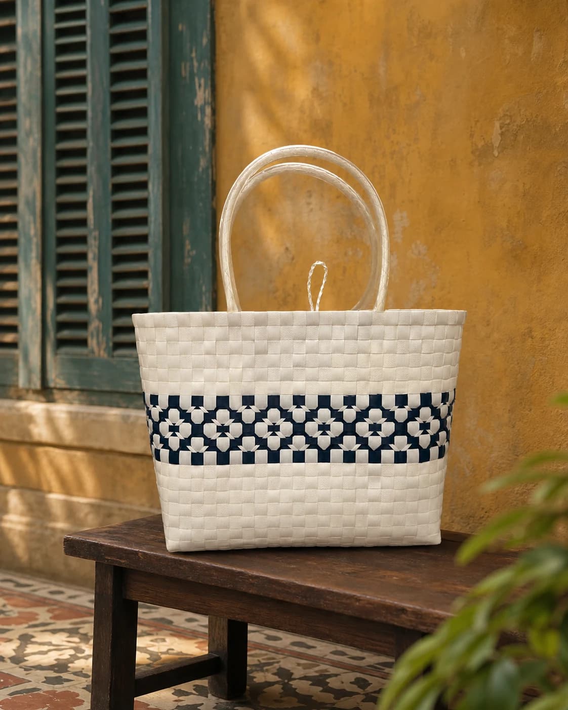White & Navy Bag